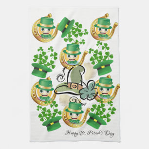Saint Patrick's Day Kitchen Hand Towel Leprechaun