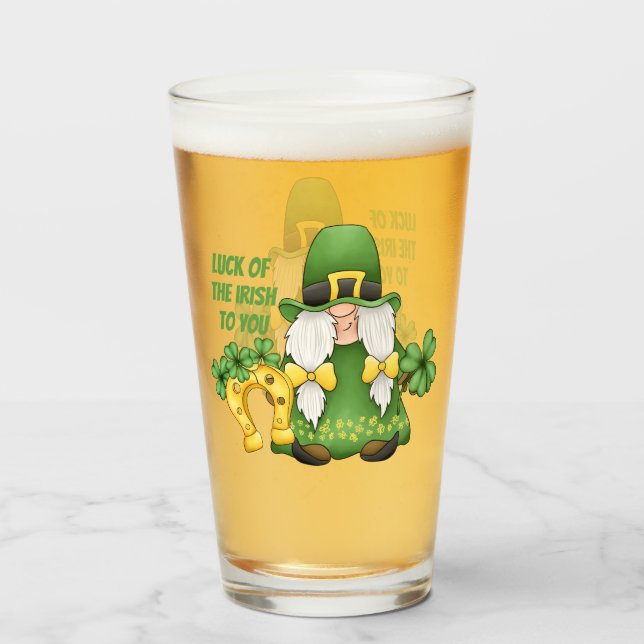 Saint Patrick's Day leprechaun beer Glass (Front Filled)