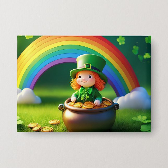 Saint Patrick's Day Leprechaun in Pot of Gold (Front)