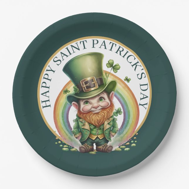 Saint Patrick's Day leprechaun party paper plate (Front)