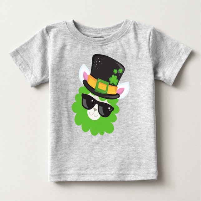 Saint Patrick's Day, Llama, Alpaca, Leprechaun Hat Baby T-Shirt (Front)
