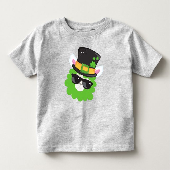 Saint Patrick's Day, Llama, Alpaca, Leprechaun Hat Toddler T-Shirt (Front)