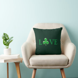 Saint Patrick's Day Love Green Clover Shamrock Cushion