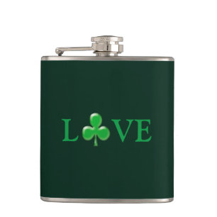 Saint Patrick's Day Love Green Clover shamrock Hip Flask