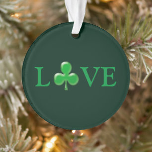 Saint Patrick's Day Love Green Clover Shamrock Ornament