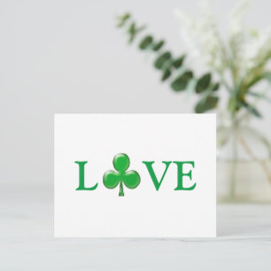Saint Patrick's Day Love Green Clover Shamrock Postcard