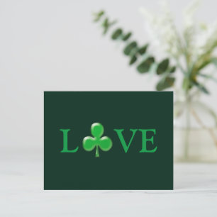 Saint Patrick's Day Love Green Clover Shamrock Postcard