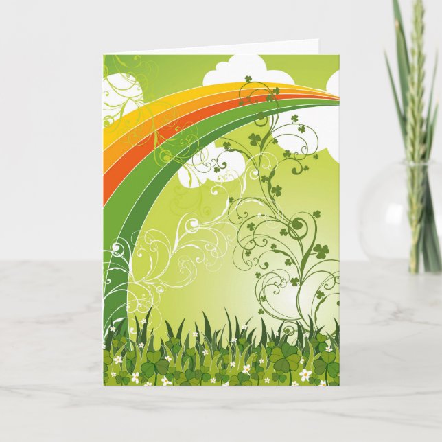 Saint Patrick's Day Lucky Clovers Shamrock Irish Card (Front)