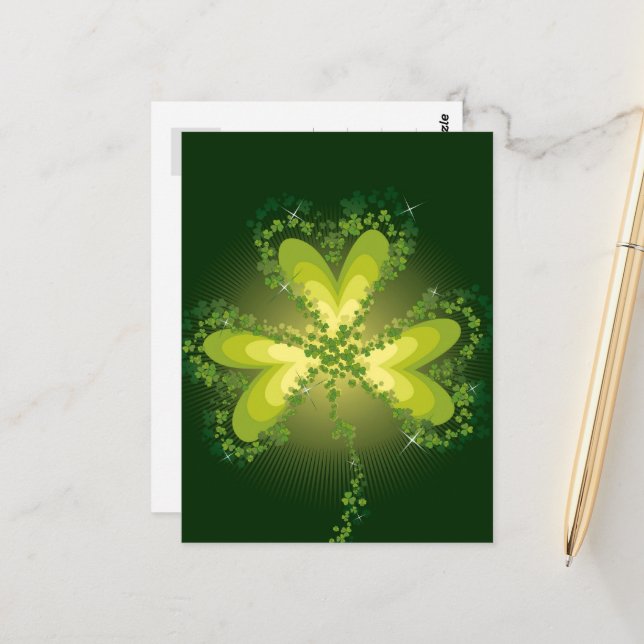 Saint Patrick's Day Lucky Clovers Shamrock Irish Postcard (Front/Back In Situ)