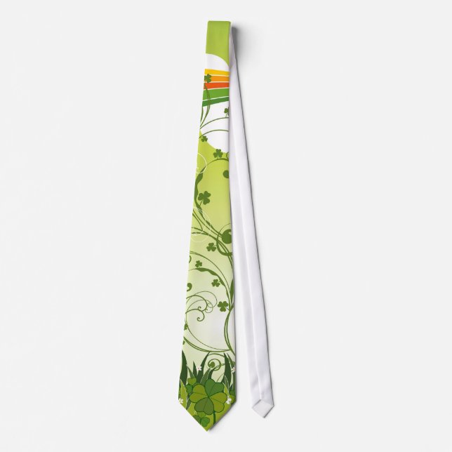 Saint Patrick's Day Lucky Clovers Shamrock Irish Tie (Front)