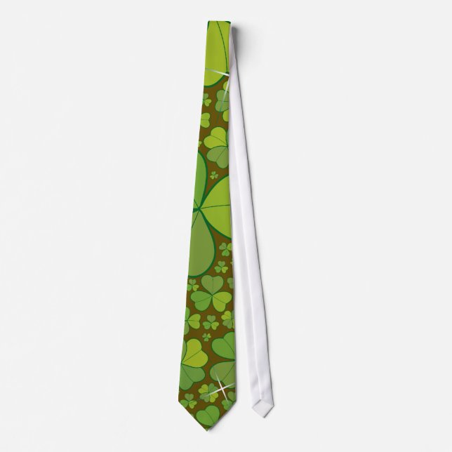 Saint Patrick's Day Lucky Clovers Shamrock Irish Tie (Front)
