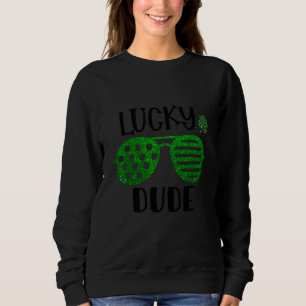 Saint Patrick's Day Lucky Dude Glitter Green Glass Sweatshirt