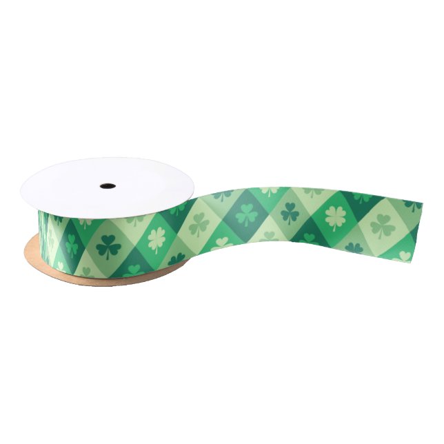 Saint Patrick's Day Lucky Green Shamrock Clover Satin Ribbon (Spool)