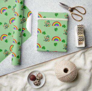 Saint Patrick's Day lucky rainbow leprechaun Wrapping Paper