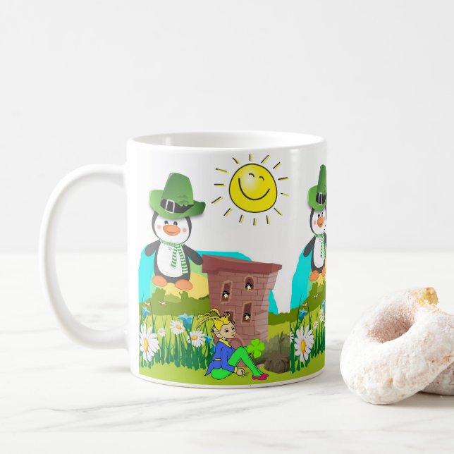 Saint Patrick's Day Mug Penguin (With Donut)
