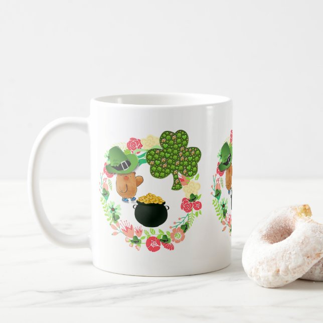 Saint Patrick's Day Mug Teddy Bear (With Donut)