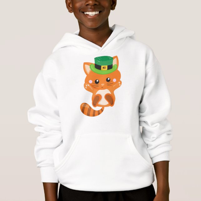 Saint Patrick's Day, Orange Cat, Leprechaun Hat (Front)
