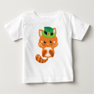 Saint Patrick's Day, Orange Cat, Leprechaun Hat Baby T-Shirt