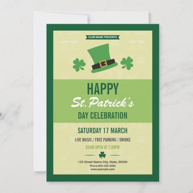 Saint Patrick's Day Party Invitation Template (Front)
