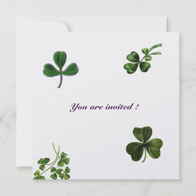 SAINT PATRICK'S DAY PARTY shamrock green white ice Invitation (Front)