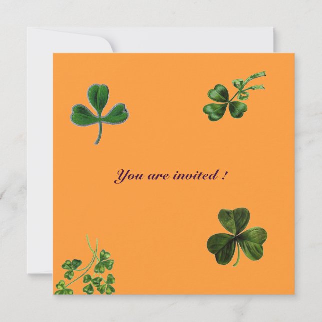 SAINT PATRICK'S DAY PARTY shamrock,orange,green Invitation (Front)