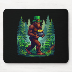 Saint patricks day pixel art bigfoot sasquatch fun mouse pad