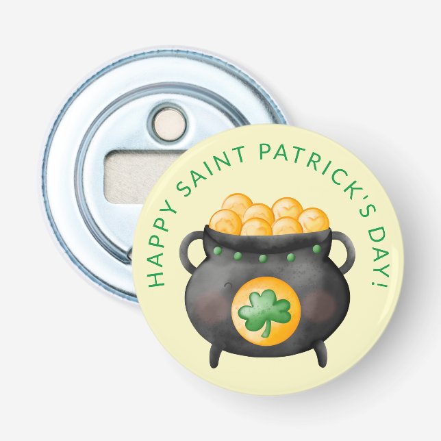 Saint Patrick's Day Pot of Gold Party Bottle Opener (Front)