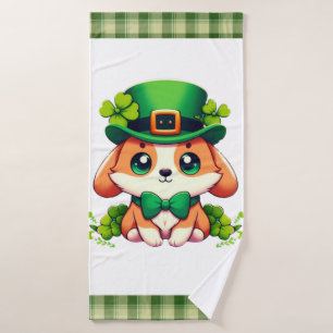 Saint Patricks' Day puppy Bath Towel