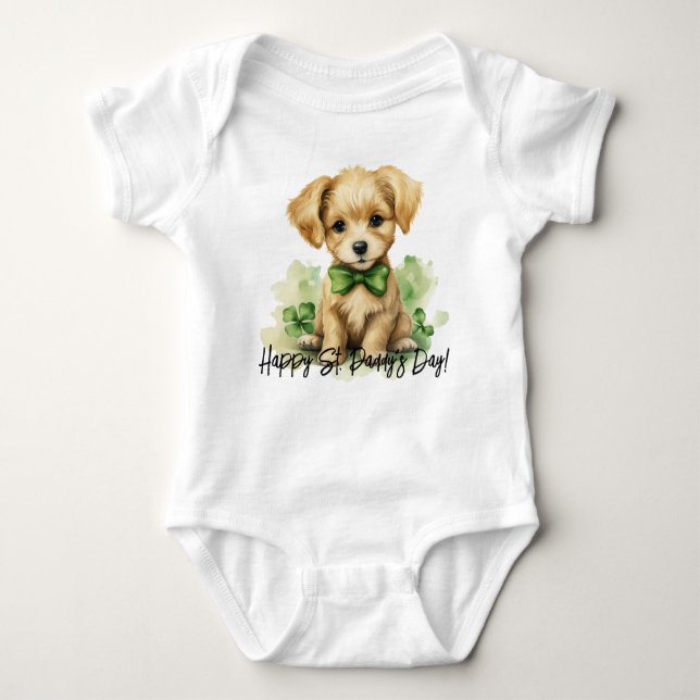 Saint Patrick's Day Puppy Body T - Happy St. Paddy Baby Bodysuit (Front)