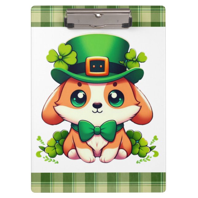 Saint Patricks' Day puppy  Clipboard (Front)