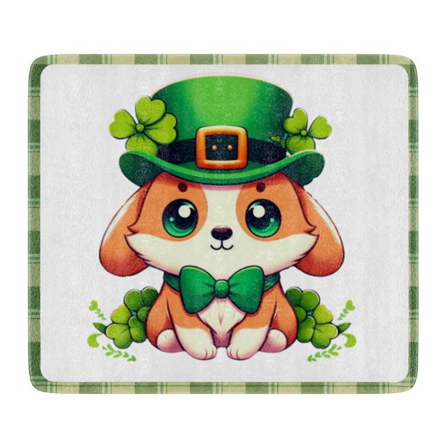 Saint Patricks' Day puppy  Cutting Board (Front)