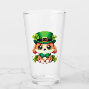 Saint Patricks' Day puppy  Glass
