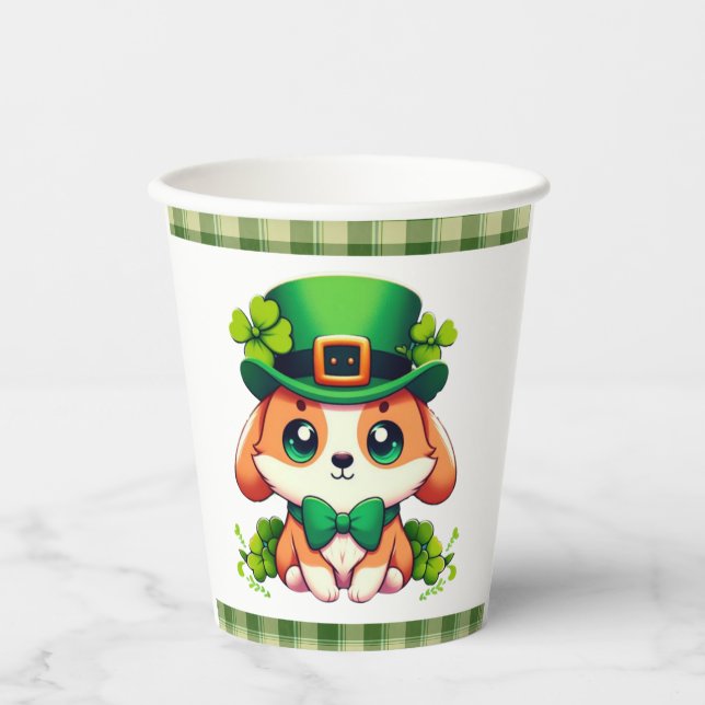 Saint Patricks' Day puppy  Paper Cups (Front)