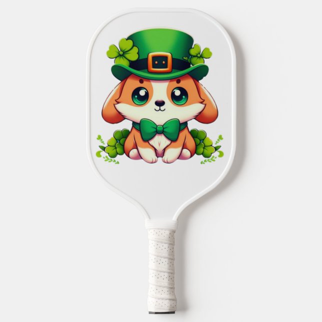 Saint Patricks' Day puppy  Pickleball Paddle (Front)