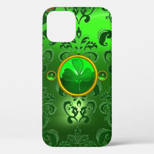 SAINT PATRICK'S DAY SHAMROCK GREEN DAMASK iPhone 12 CASE