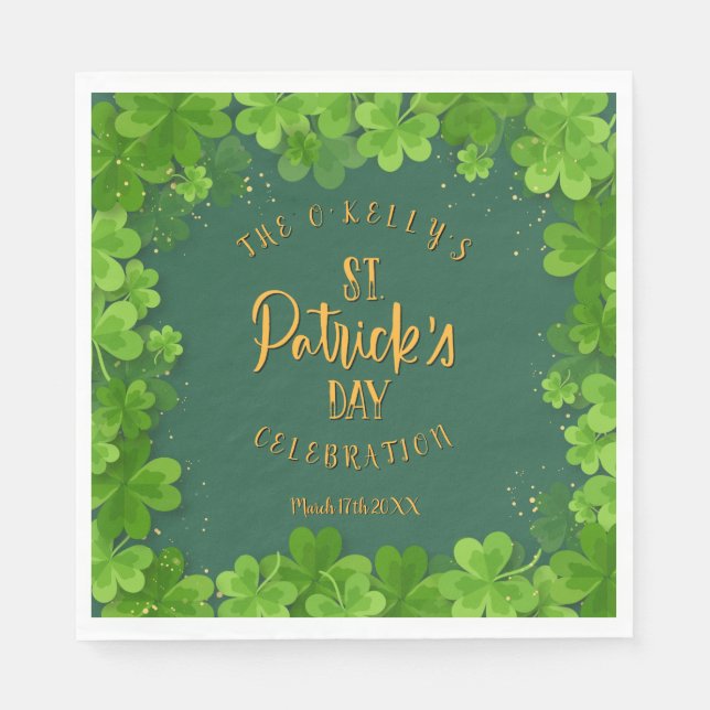 Saint Patrick's Day Shamrock Party Napkin (Front)
