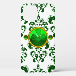 SAINT PATRICK'S DAY SHAMROCK WITH GREEN DAMASK iPhone 12 CASE