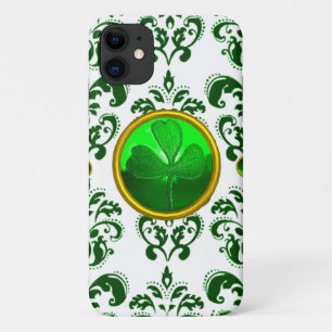SAINT PATRICK'S DAY SHAMROCK WITH GREEN DAMASK iPhone 11 CASE