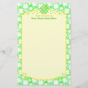 Saint Patrick's Day Shamrocks Retro Watercolor Stationery