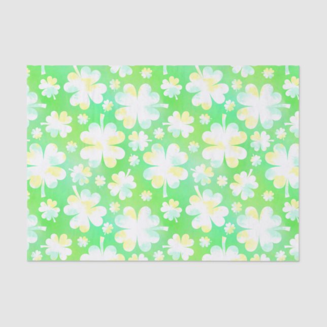 Saint Patrick's Day Shamrocks Retro Watercolor Tissue Paper (Front)