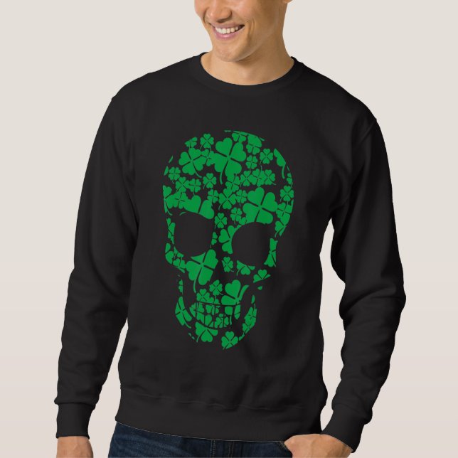 Saint Patrick's Day Shamrocks Skull Sweatshirt (Front)