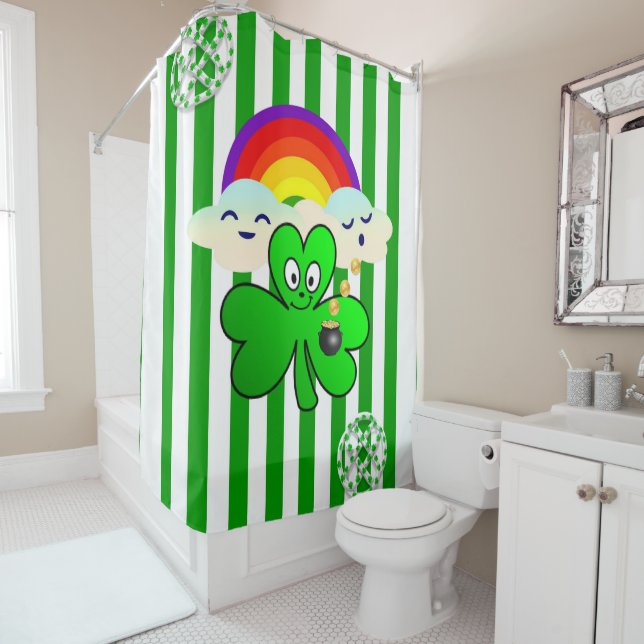 Saint Patrick's Day Shower Curtain Clover (In Situ)