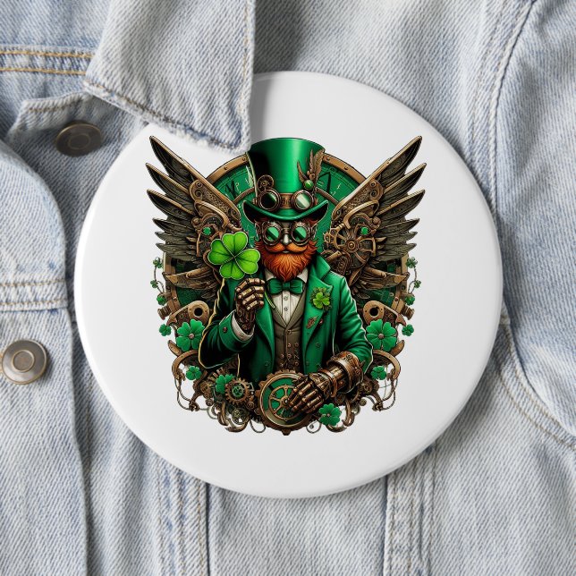 Saint Patrick's Day steampunk clover 6 Cm Round Badge (In Situ)