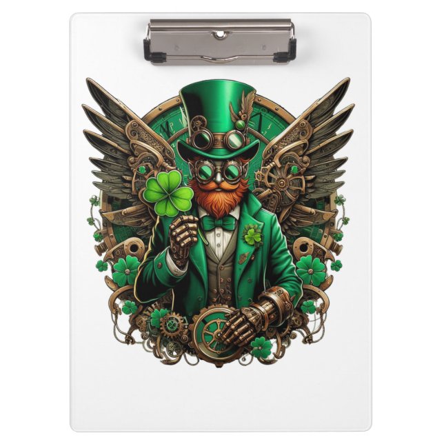 Saint Patrick's Day steampunk clover Clipboard (Front)