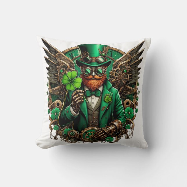 Saint Patrick's Day steampunk clover Cushion (Front)