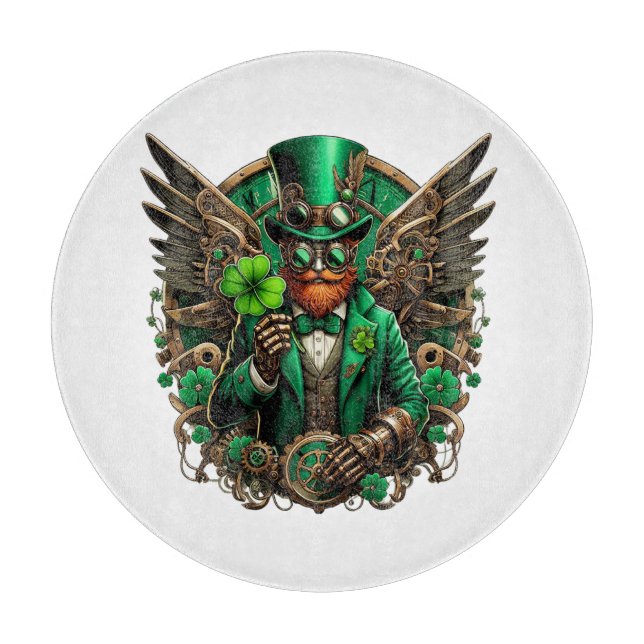 Saint Patrick's Day steampunk clover Cutting Board (Front)