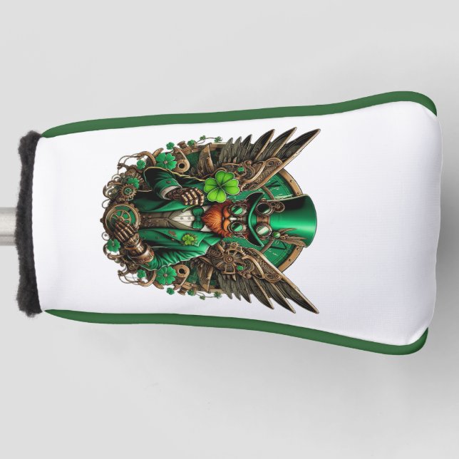 Saint Patrick's Day steampunk clover Golf Head Cover (Front)