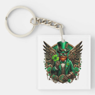 Saint Patrick's Day steampunk clover Key Ring