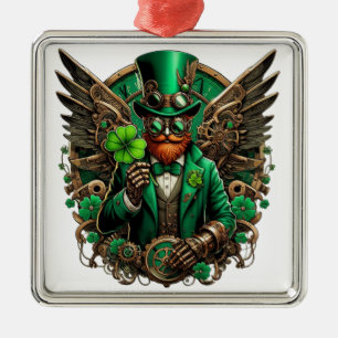 Saint Patrick's Day steampunk clover Metal Ornament