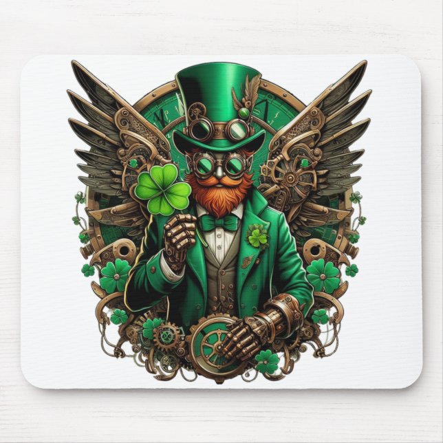 Saint Patrick's Day steampunk clover Mouse Pad (Front)